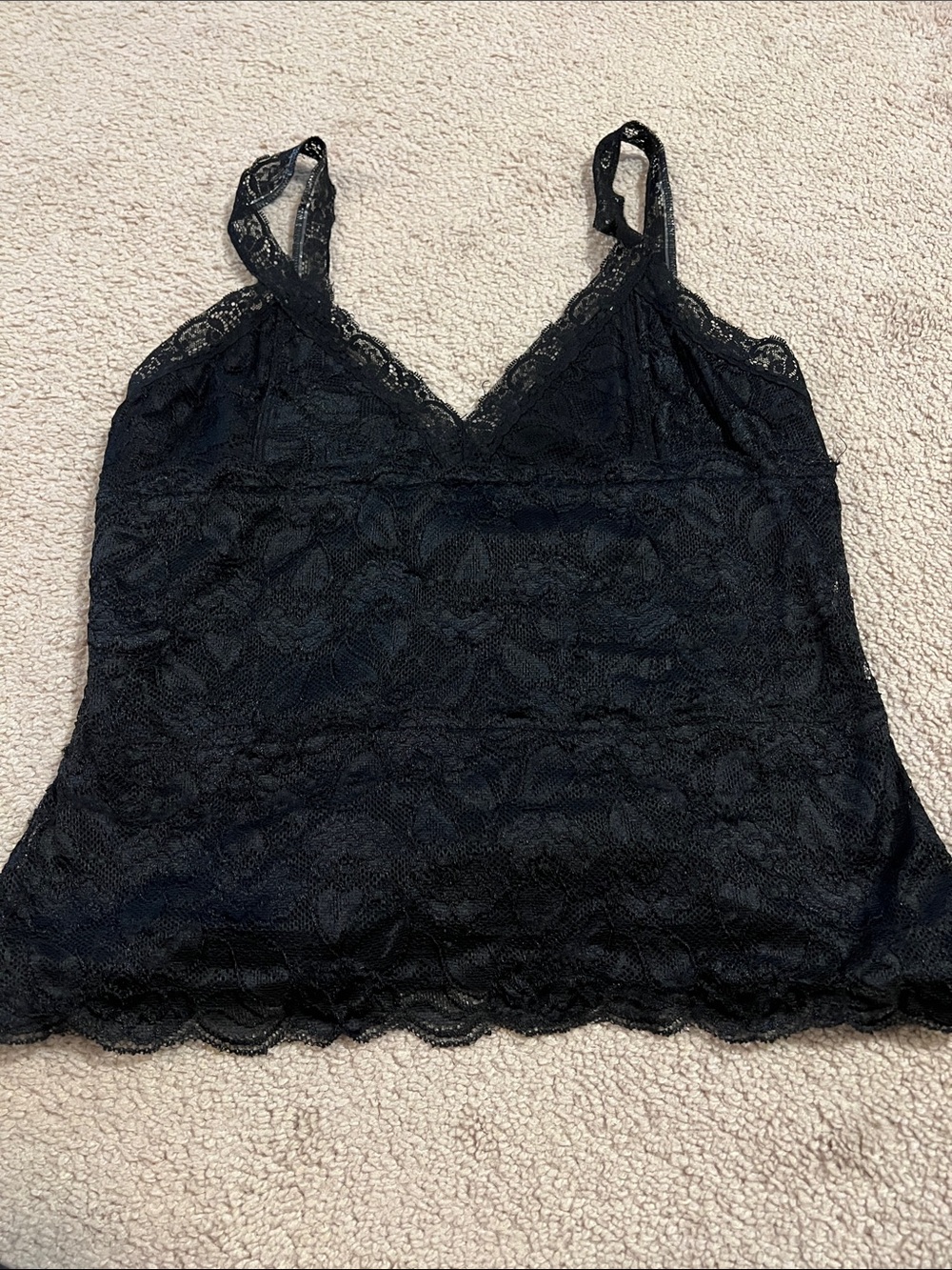 George Black Lace Stretch Camisole with Pink Accent Nails
